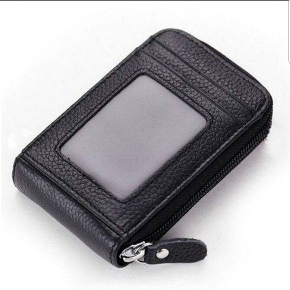 Black Fancy Zipper Wallet For Credit Cards - Picture 2 of 2